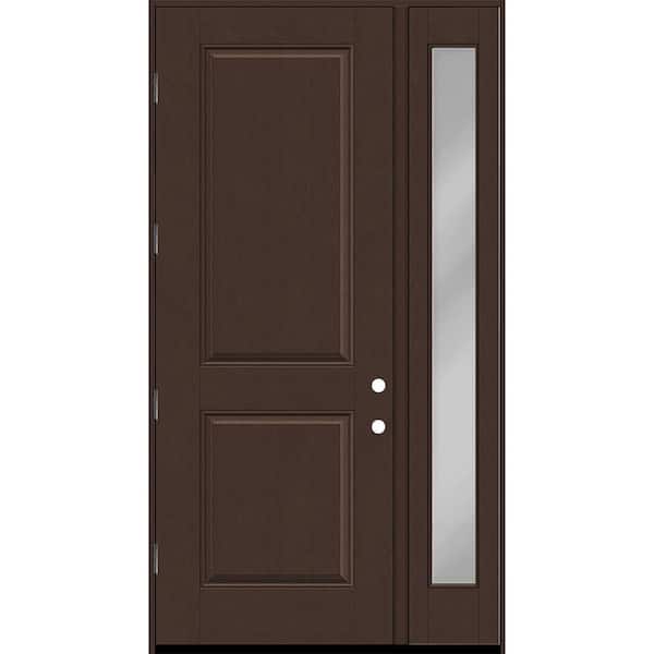Steves & Sons Regency 51 in. x 96 in. 2P Squaretop RHOS Chestnut Stain Mahogany Fiberglass Prehung Front Door w/Clear 12 in. SL 4-9/16