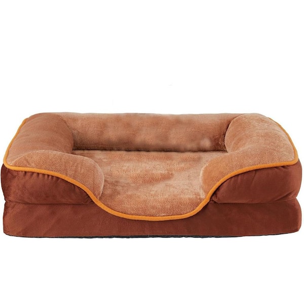 Cisvio The Memory foam pet bed is suitable for small dogs with a non-slip base with a washable removable lid. Brown, medium