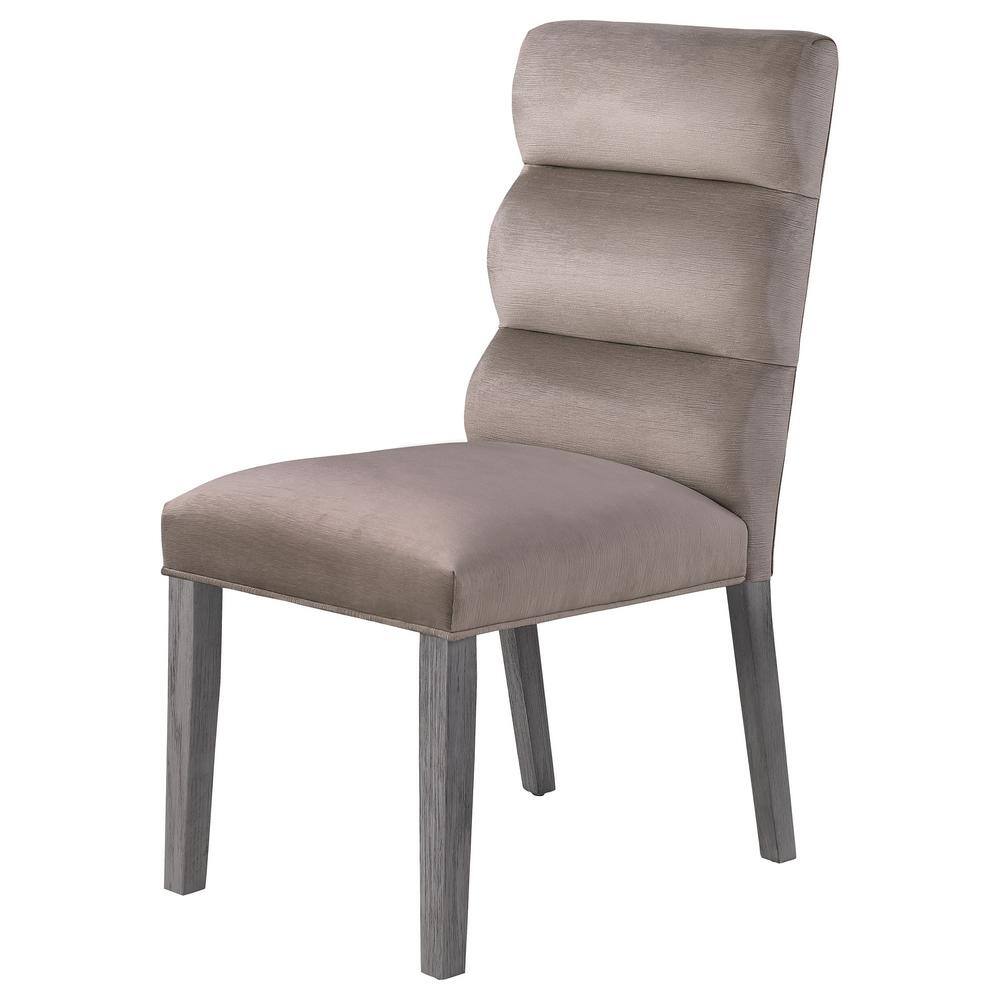 Ash Gray High-Back Upholstered Side Chair Set
