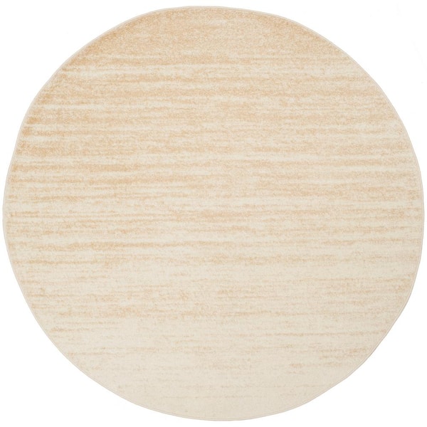 SAFAVIEH Adirondack Champagne/Cream 9 ft. x 9 ft. Solid Color Striped Round Area Rug