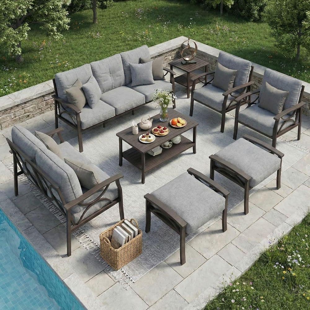 Grey 8-Piece Patio Conversation Sets with Cushions price history on PriceWatchPro