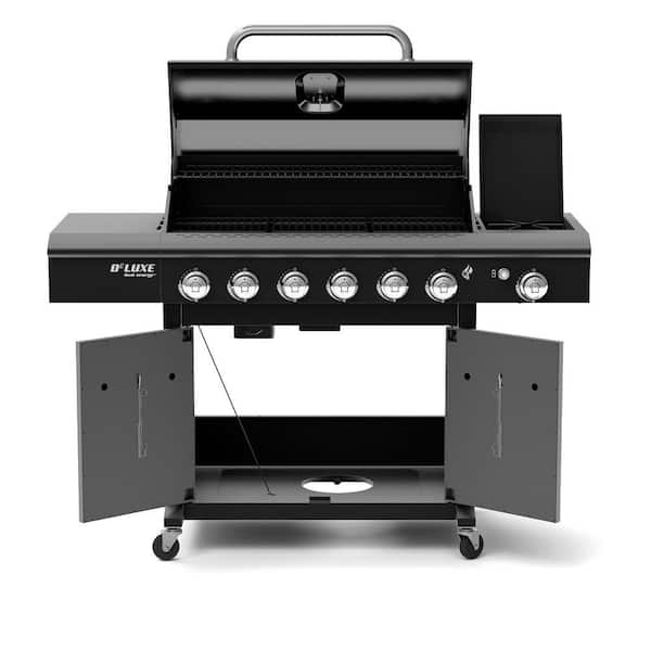 Black Duluxe Hooded Gas BBQ Cover 4-6 Burner 