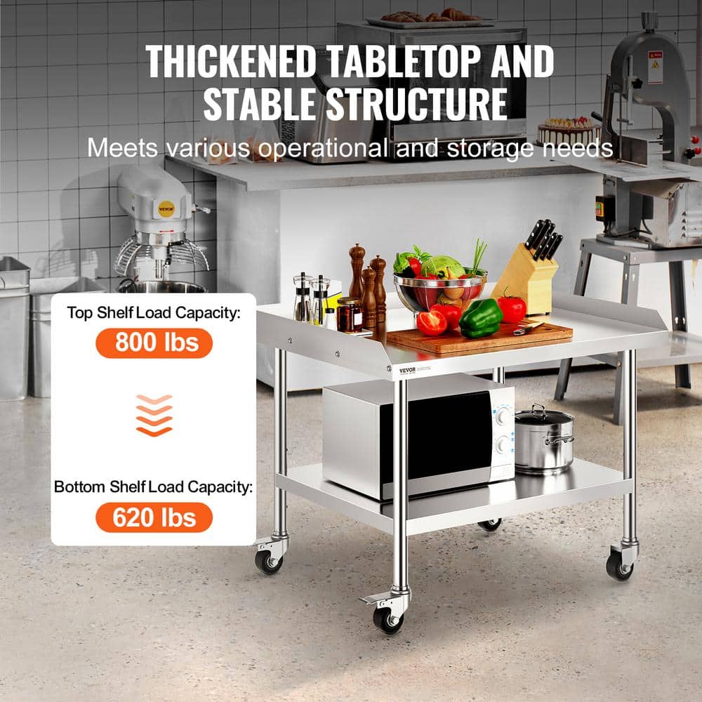 Heavy Duty Stainless Steel Kitchen Prep Table with Wheels