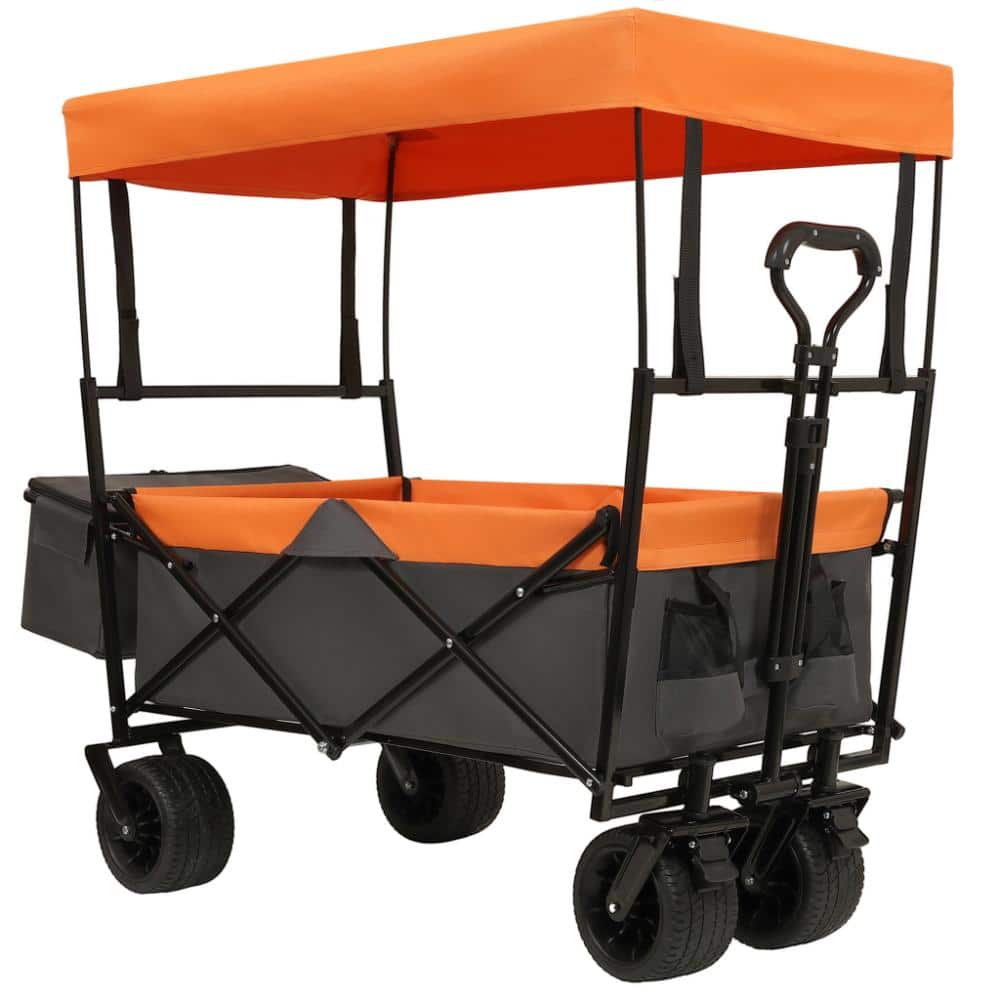 Orange Folding Wagon Garden Cart with Canopy and Mosquito Net 480Lb Capacity 7 Inch All Terrain Wheels price history on PriceWatchPro