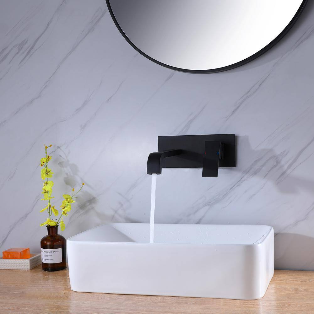 Matte Black Wall-Mount Single Handle Bathroom Faucet