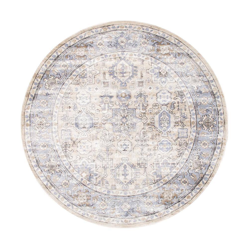 6 ft. Round Beige/Blue Majestic Abstract Area Rug price history on PriceWatchPro