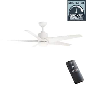 Mena 54 in. White Color Changing Integrated LED Indoor/Outdoor Matte White Ceiling Fan with Light Kit and Remote Control