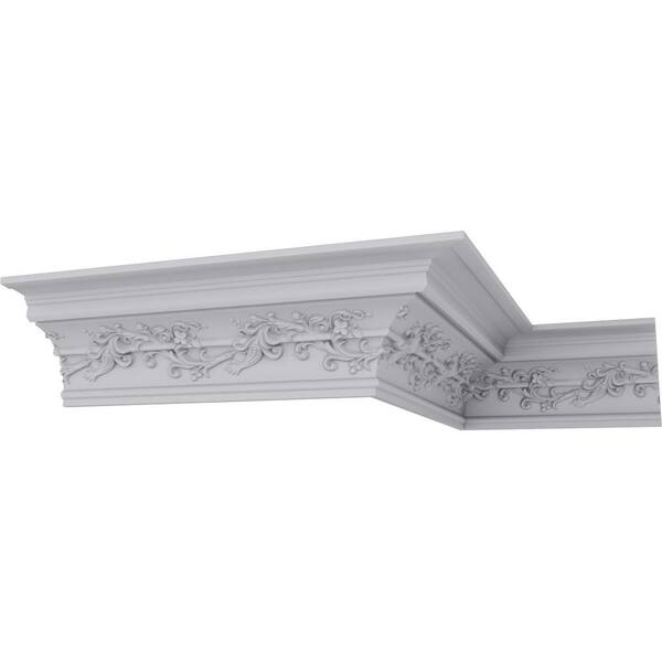 Ekena Millwork 6-1/4 in. x 6-1/4 in. x 94-1/2 in. Polyurethane Hampton Crown Moulding