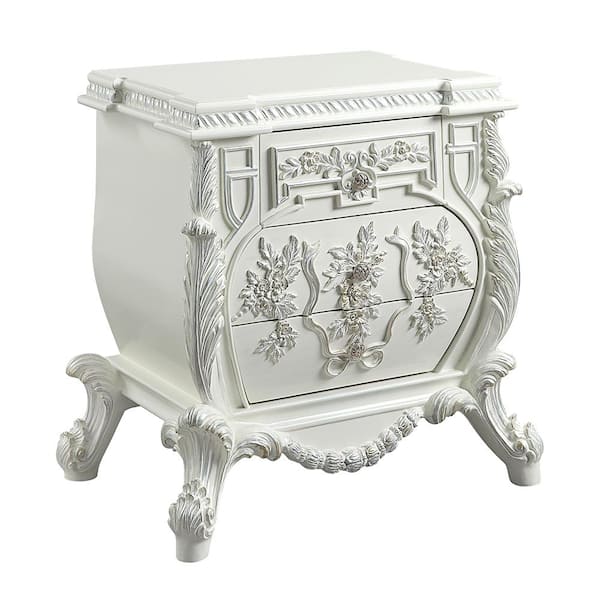 Acme Furniture Vanaheim Antique White Finish 3 Drawer 33 in. W Nightstand