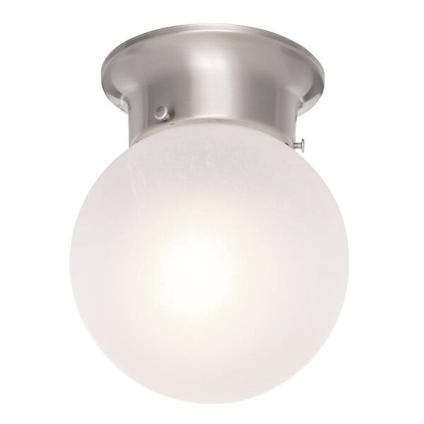 Progress Lighting p3401???09天井器具withホワイトガラスGlobe、つや消しニッケルby Progress Lighti Progress P3401-09 Glass Globes 1 Light 6 inch Brushed Nickel Flush
