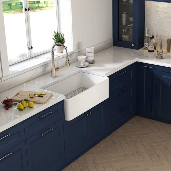 Getpro White Fireclay 36 in. Single Bowl Farmhouse Apron Kitchen