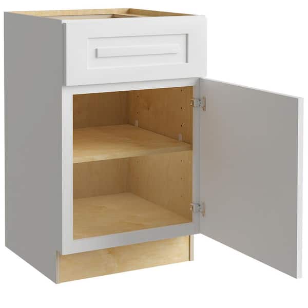 Home Decorators Collection Grayson 18 in. W x 24 in. D x 34.5 in. H Assembled Plywood Base Kitchen Cabinet in Pacific White with Soft Close RH