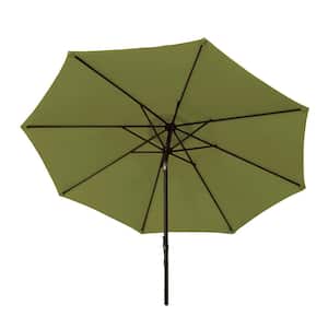 9 ft. Market Patio Umbrella with Aluminum Pole, 8 Metal Ribs, Push Button Tilt, and Smooth Action Crank in Green