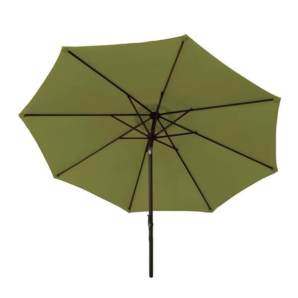 BLISS HAMMOCKS 9 ft. Market Patio Umbrella with Aluminum Pole, 8 Metal Ribs, Push Button Tilt, and Smooth Action Crank in Green