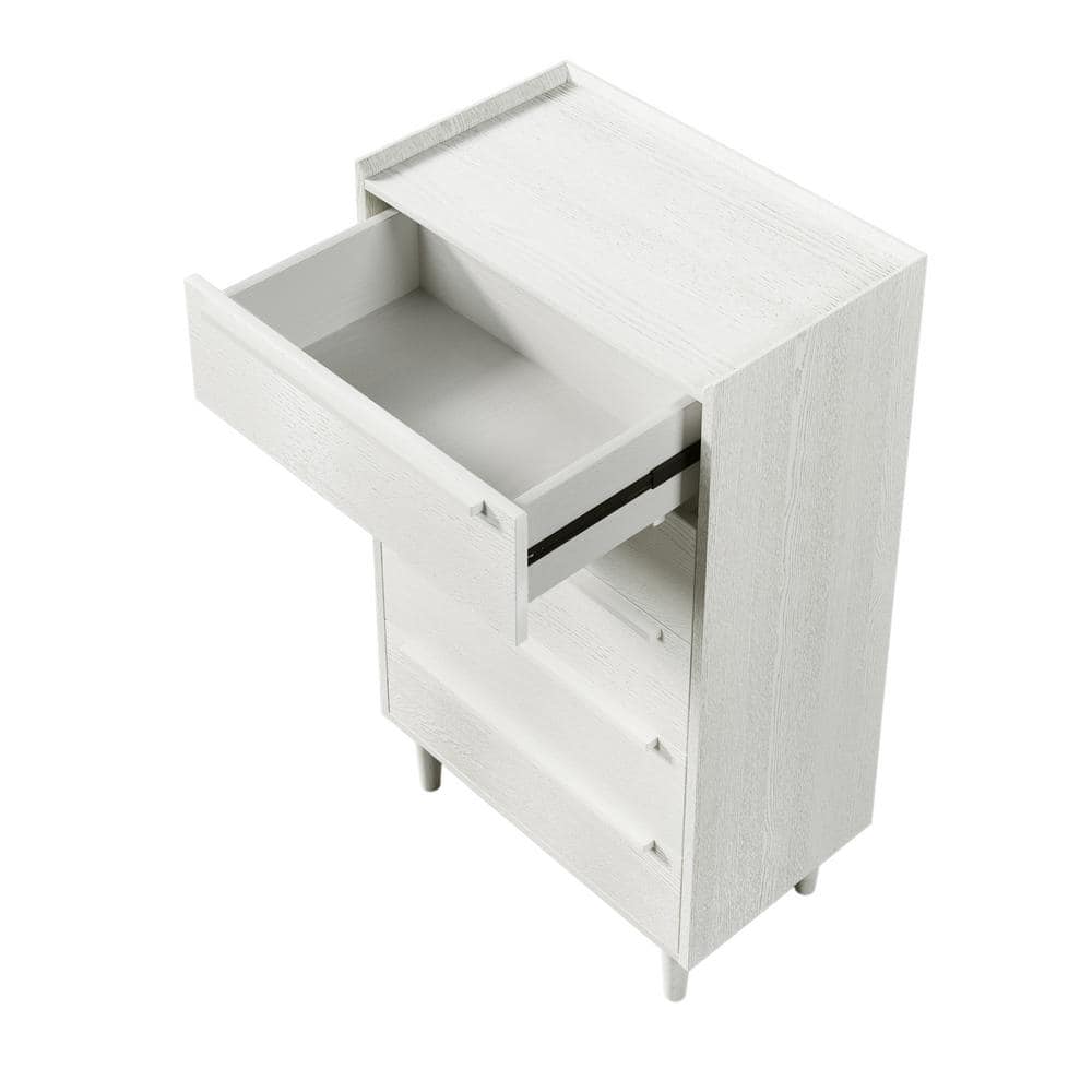 28.7 in. W x 16.9 in. D x 47.2 in. H White Wood Linen Cabinet with 5 Drawer