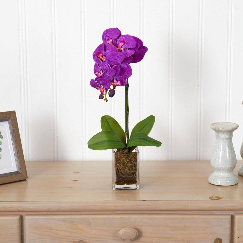 13 in. Multi-Colored Artificial Orchid in Brown Vase price history on PriceWatchPro