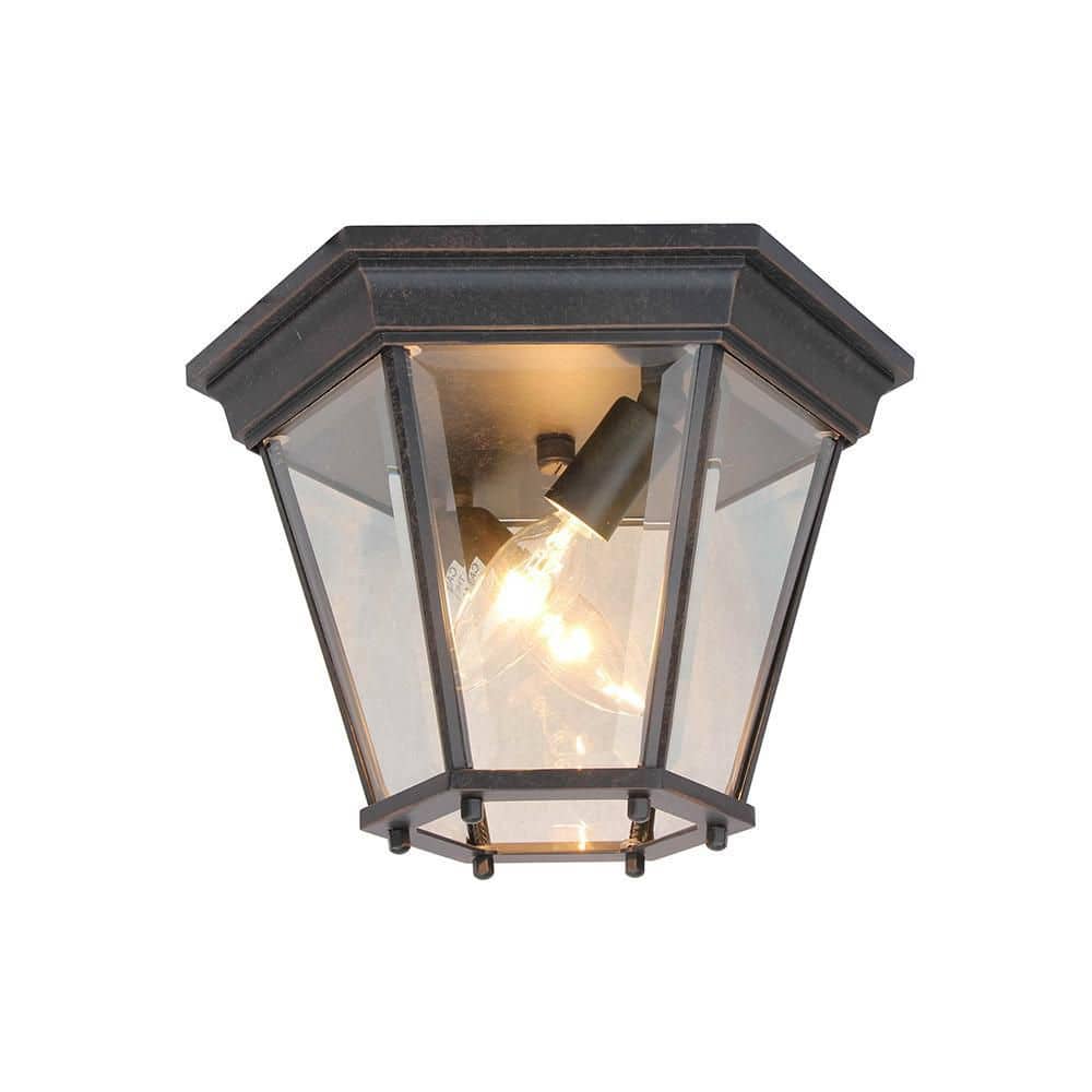 11-inch Rubbed Bronze and Clear Glass Globe Ceiling Lantern