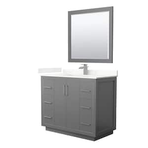 Icon 42 in. W x 22 in. D x 35 in. H Single Bath Vanity in Dark Gray with Giotto Quartz Top and 34 in. Mirror
