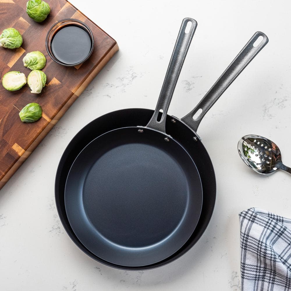 Blue Carbon Steel Nonstick 2-Piece Fry Pan Set