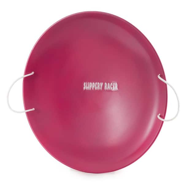 Unbranded ProDisc 26 in. Pink Heavy-Duty Metal Saucer Sled with Rope Handles