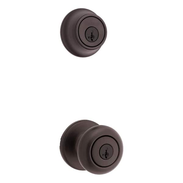 Kwikset Cove Venetian Bronze Keyed Entry Door Knob and Single Cylinder Deadbolt Combo Pack featuring SmartKey and Microban