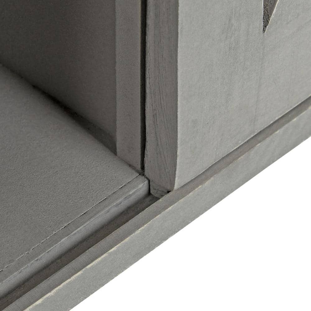 Gray Wood Wall Cabinet with Sliding Barn Door and Knobs