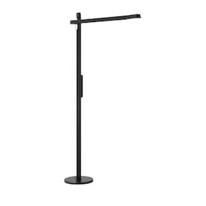 Kovacs 54.63 in. Anodized Brushed Black No Bulbs Required Dimmable LED Standard Floor Lamp for Living Room with Shade