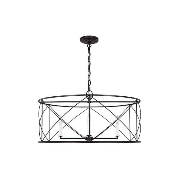 Generation Lighting Beatrix 30 in. W x 15.5 in. H 4-Light Aged Iron Indoor Dimmable Extra-Large Lantern Chandelier with No Bulbs Included