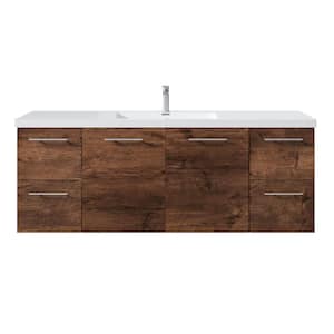 Axel 60 in. W x 22 in. D x 24 in. H Single Sink Floating Bath Vanity in Rosewood with White Acrylic Top