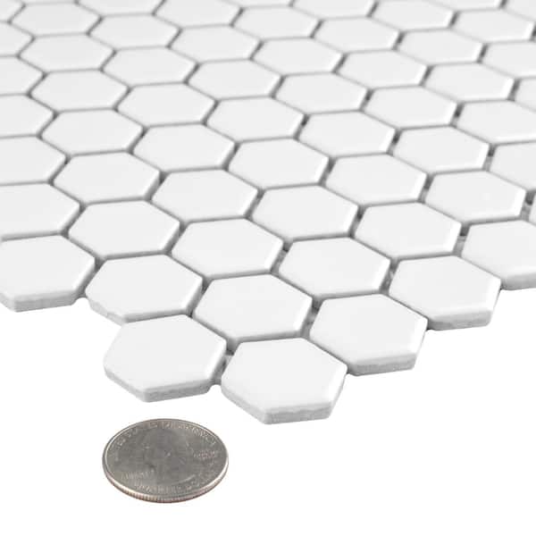 Merola Tile - Metro 1 in. Hex Matte White 10-1/4 in. x 11-7/8 in. Porcelain Mosaic Tile (8.6 sq. ft. /Case)