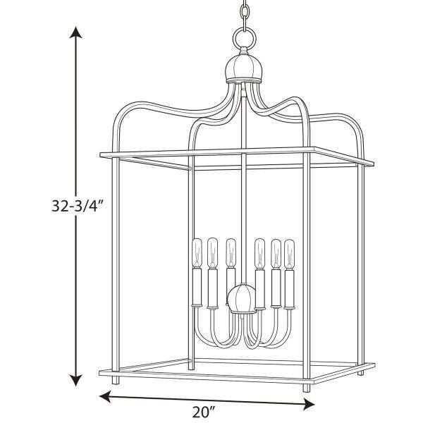 Brushed Nickel 6-Light Open Cage Foyer Pendant