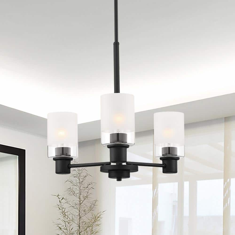 Cedar Lane 3 -Light Matte Black Chandelier with Clear Etched Glass Shades price history on PriceWatchPro