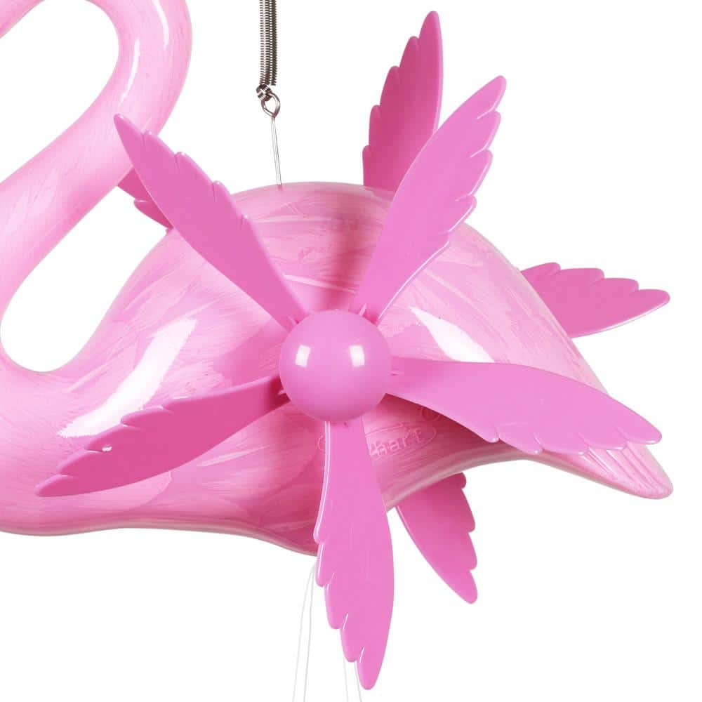 Large Pink Flamingo Wind Chime with Spinning Wings