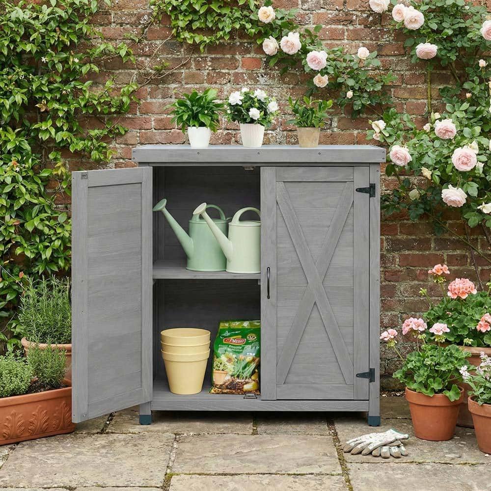 Garden Potting Bench Table with Storage,Waterproof Garden Storage