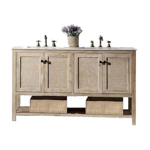 60 in.White Wash Vanity in White Marble Top With White Basin