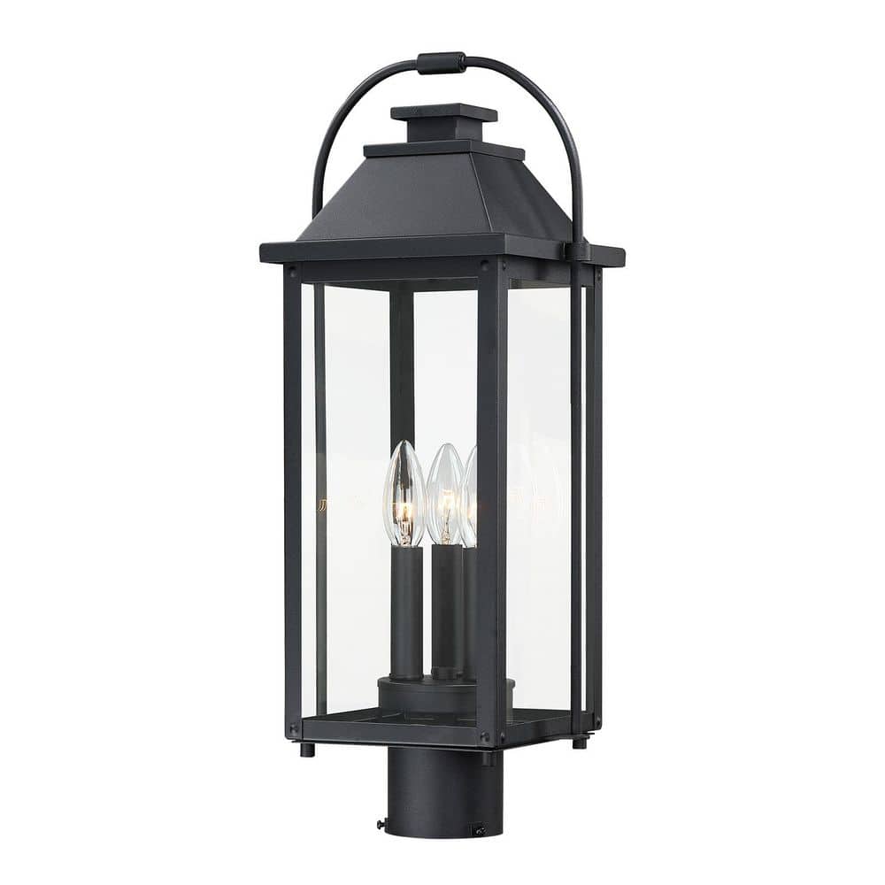 Silos 3-Light Black Metal Hardwired Outdoor Weather Resistant Post Light Lantern Head with No Bulb Included price history on PriceWatchPro