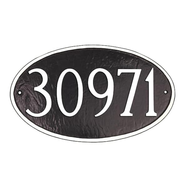 Classic Oval Standard Address Sign Plaque - Black/White