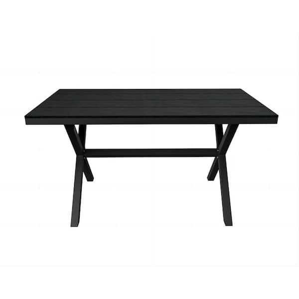 Clihome 59 in. L x 36 in. W x 30 in. H Outdoor Dining Table with Aluminum X-leg Structure for 4-6 People