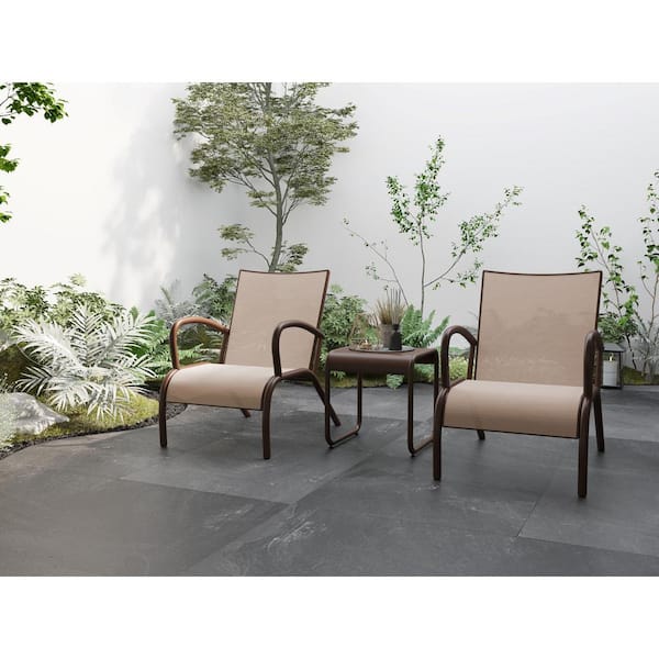 Velago Chicago Brown 3-Piece Aluminum Outdoor Bistro Set