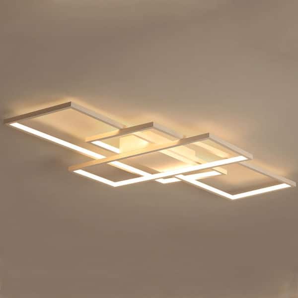 OUKANING 35 in. 1-Light Modern White Integrated LED Square Acrylic