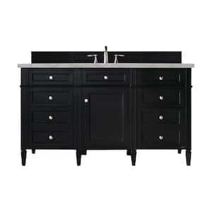 Brittany 60.0 in. W x 23.5 in. D x 34.0 in. H Single Bathroom Vanity in Black Onyx with Victorian Silver Quartz Top