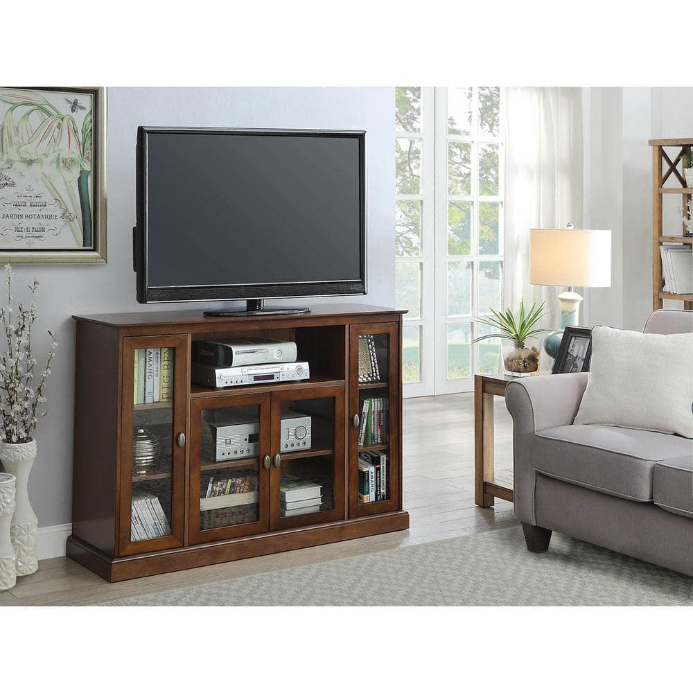 Summit Dark Walnut 52" TV Stand with Glass Cabinets