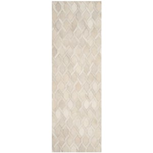 Studio Leather Ivory 2 ft. x 7 ft. Abstract Geometric Runner Rug