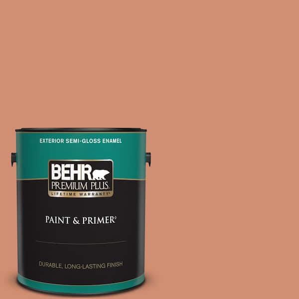 BEHR PREMIUM PLUS 1 gal. #M200-5 Terra Cotta Clay Semi-Gloss Enamel Exterior Paint & Primer