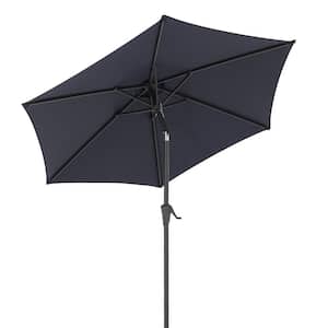 COBANA 7.5 ft. Patio Umbrella Outdoor Table Market Umbrella with Push Button Tilt and Crank, 6 Ribs in Dark Blue