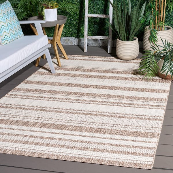 Beach House 4 ft. x 6 ft. Brown/Ivory Tribal Area Rug