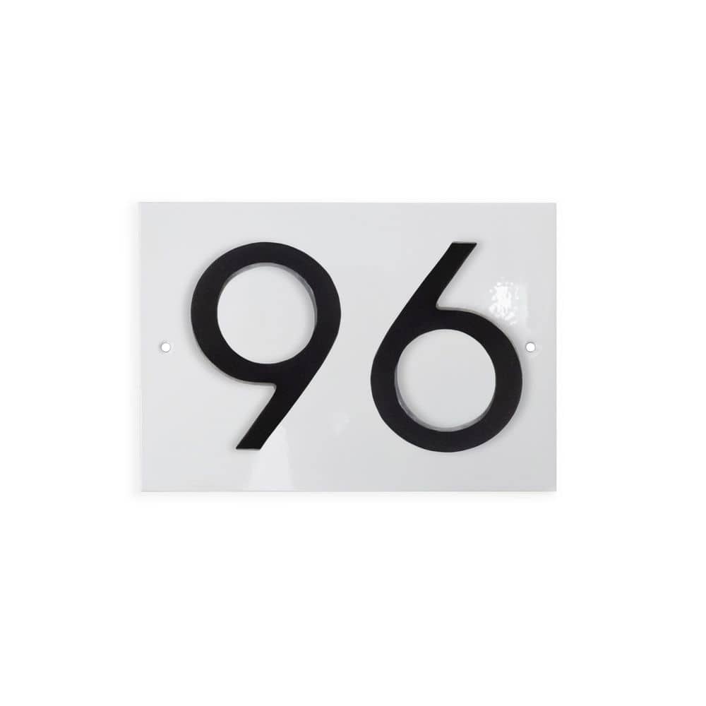 "Horizontal Floating Modern Address Plaque (4"" Numbers-2 Characters)-White/Black" price history on PriceWatchPro