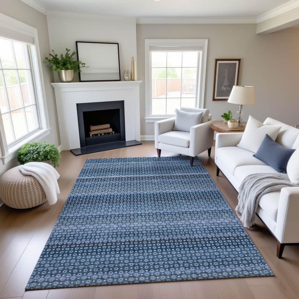 Mayfield Premium Machine Washable Abstract AMF1419 Denim 8 ft. x 10 ft. Area Rug price history on PriceWatchPro
