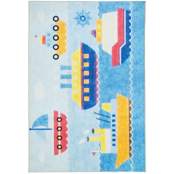 Kidz Multi 4 ft. x 6 ft. Children Polyester Area Rug