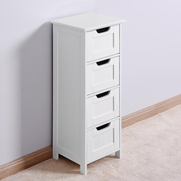 Humphery 11.8'' W x 32.5'' H x 11.8'' D 4-Drawer Free-standing Bathroom  Linen Cabinet, White